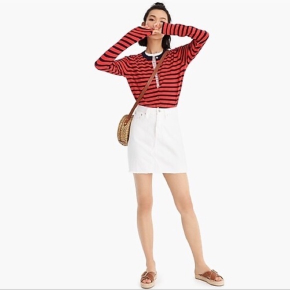 NWT J. Crew White Denim Mini Skirt Classic Jean 29 Raw Hem - Picture 2 of 9